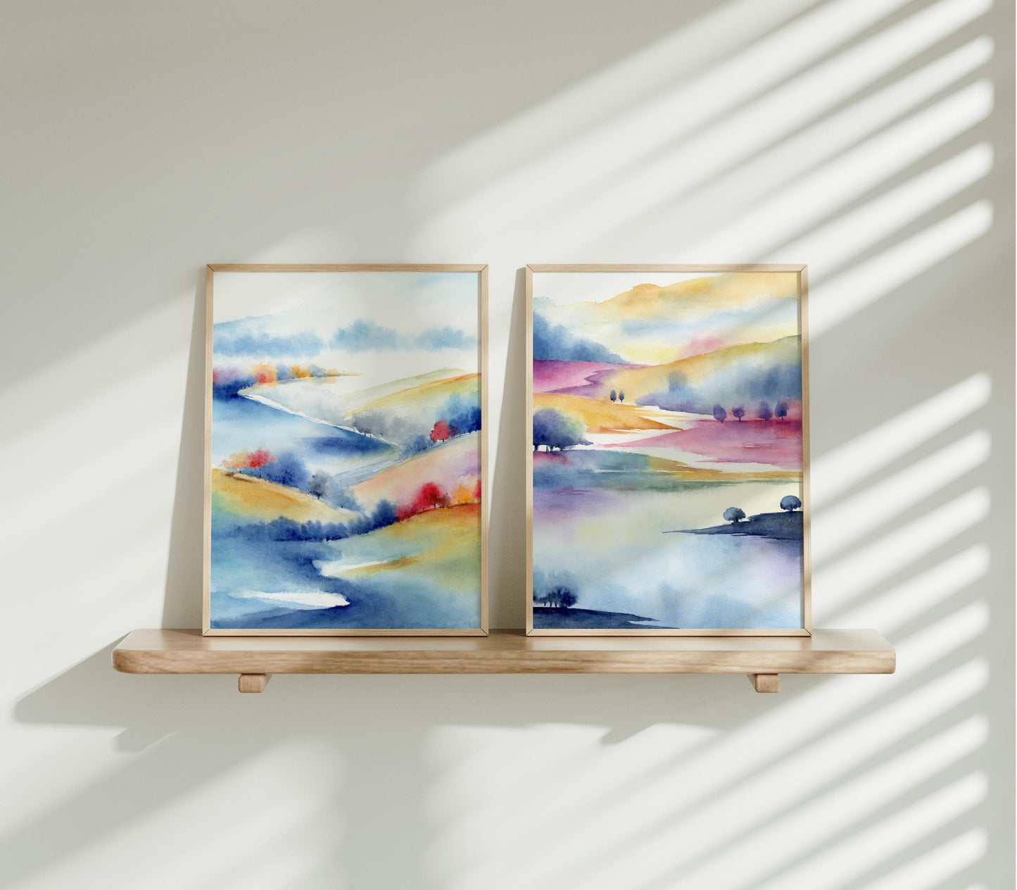 Parallel Vibrance | Set of 2 Abstract Mountain Landscape Art Prints
