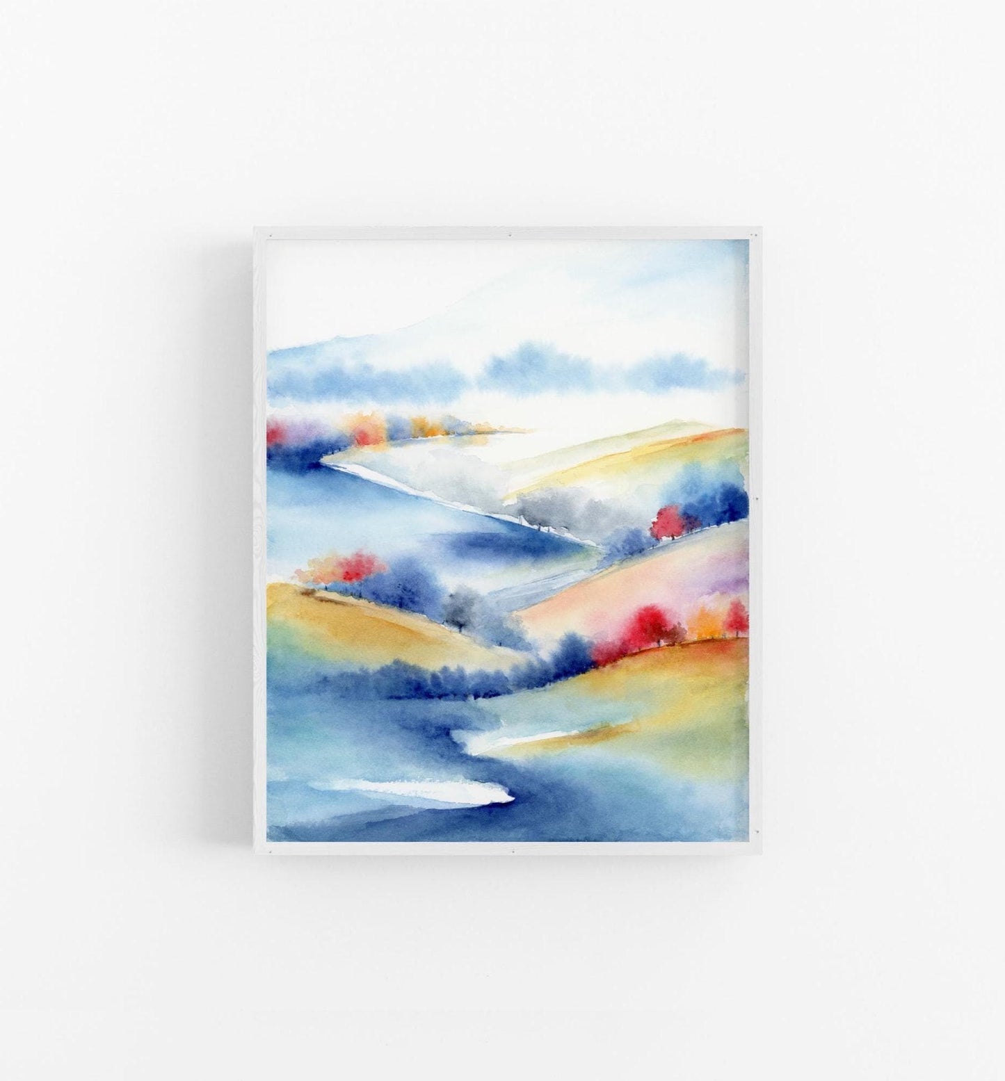 Chromatic Hills | Abstract Landscape Watercolor Art Print