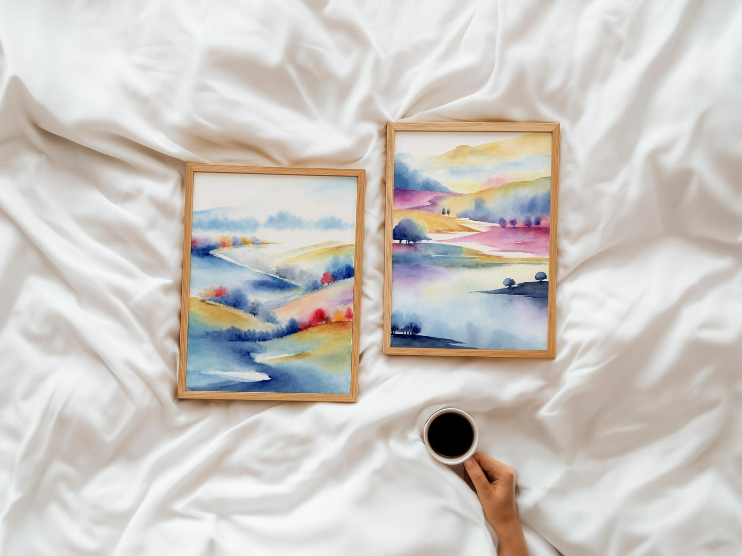 Parallel Vibrance | Set of 2 Abstract Mountain Landscape Art Prints