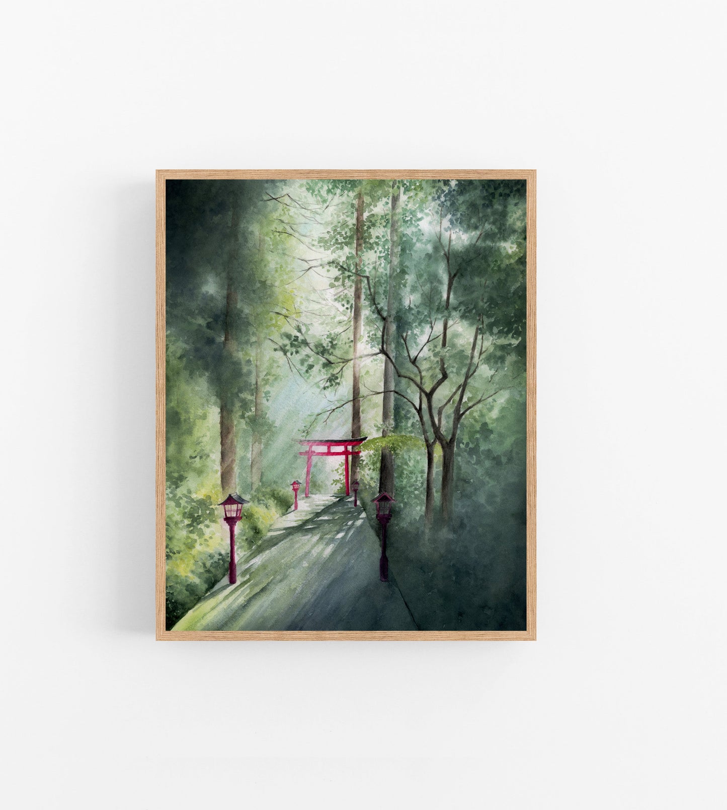 Transformed Viridescence | Japan Torii Gate Watercolor Art Print