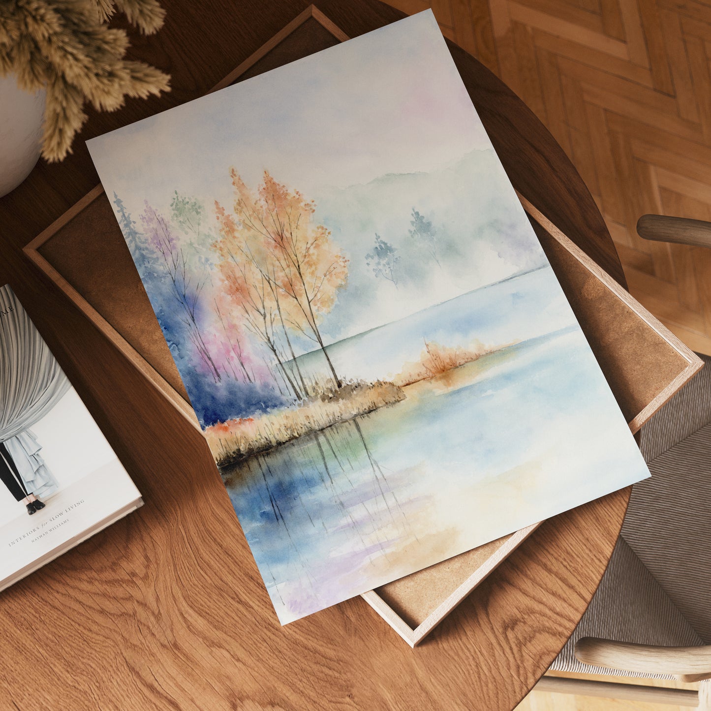 Parallel Sublimity | Set of 2 Lake View Landscape Watercolor Art Prints