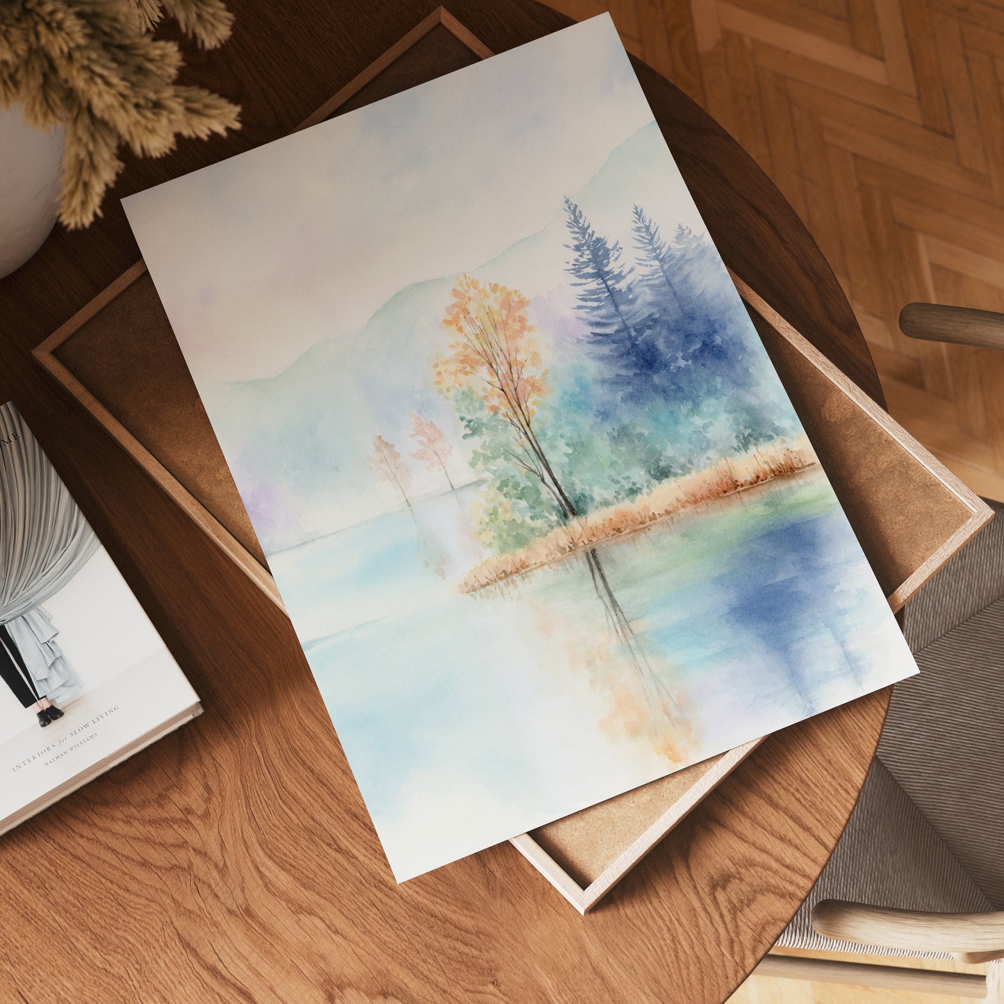 Parallel Sublimity | Set of 2 Lake View Landscape Watercolor Art Prints