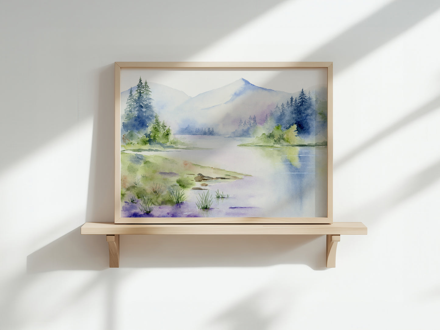 Paradise | Misty Mountain Lake Watercolor Art Print