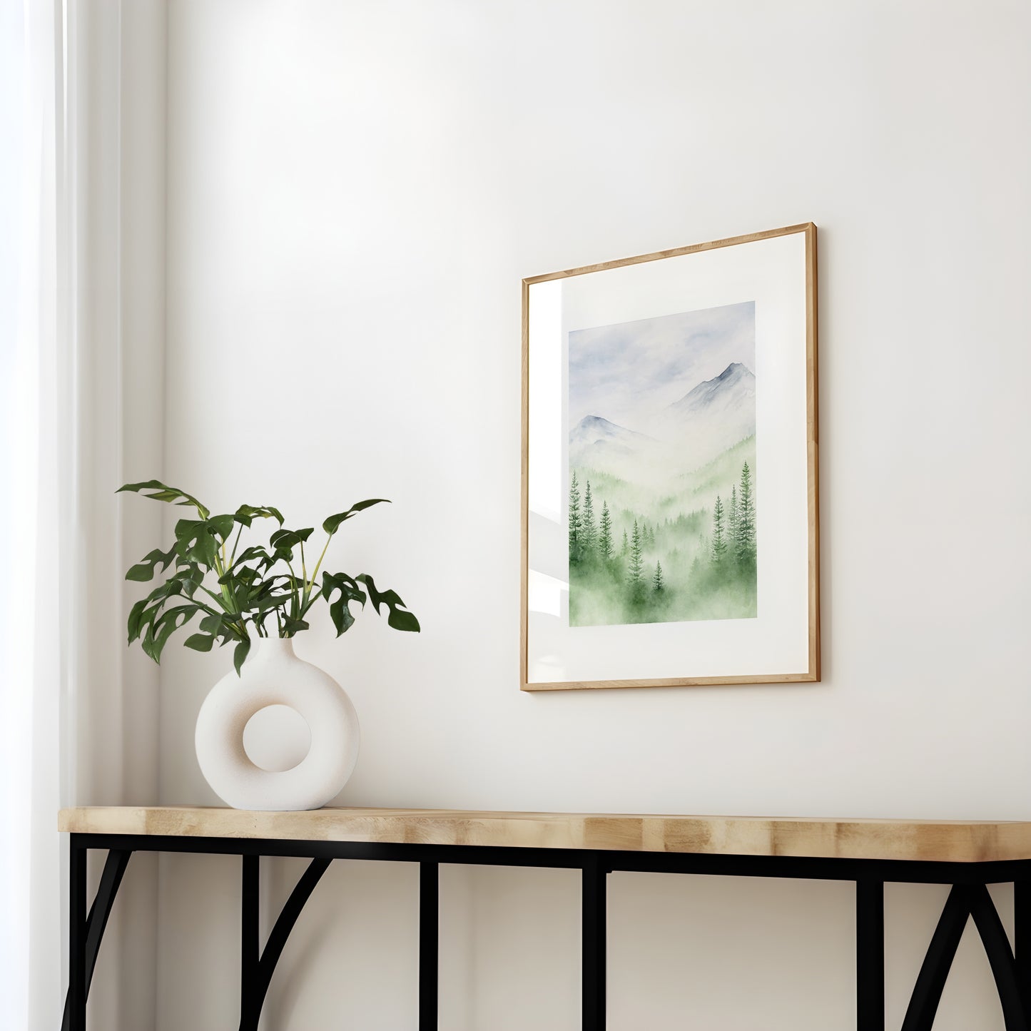 Obscured Perception | Misty Pine Tree Forest Watercolor Art Print