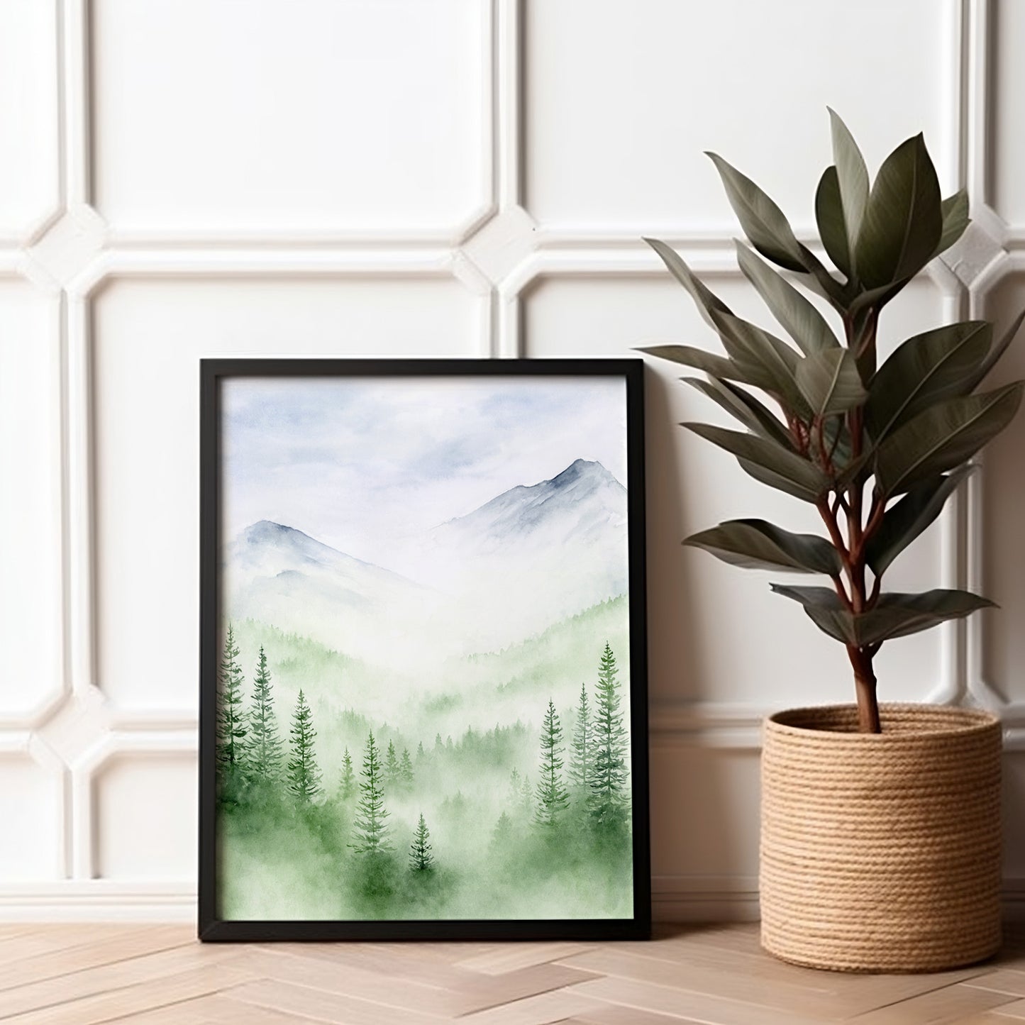 Obscured Perception | Misty Pine Tree Forest Watercolor Art Print