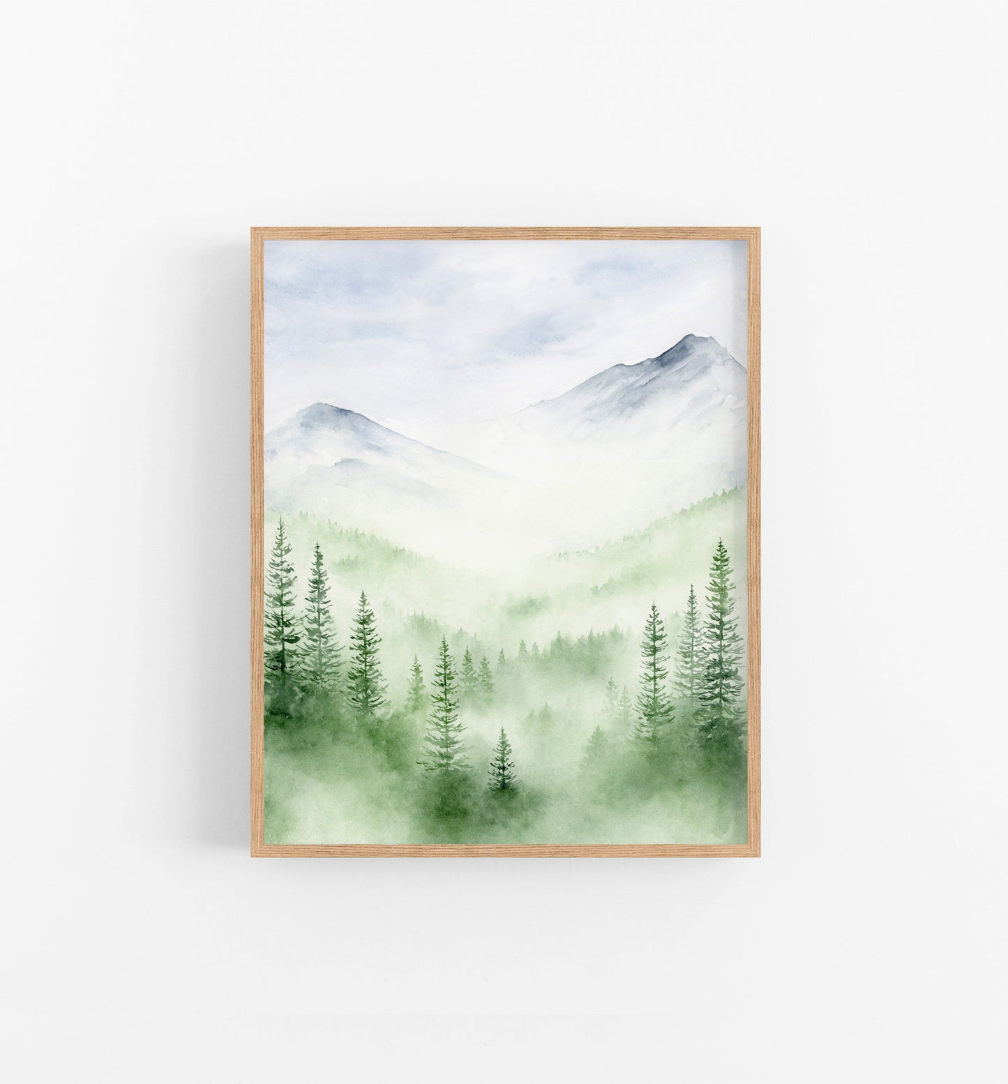 Obscured Perception | Misty Pine Tree Forest Watercolor Art Print