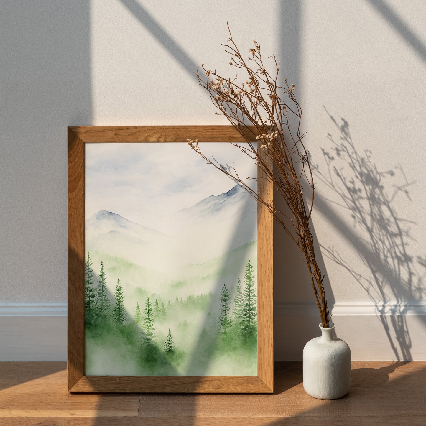 Obscured Perception | Misty Pine Tree Forest Watercolor Art Print