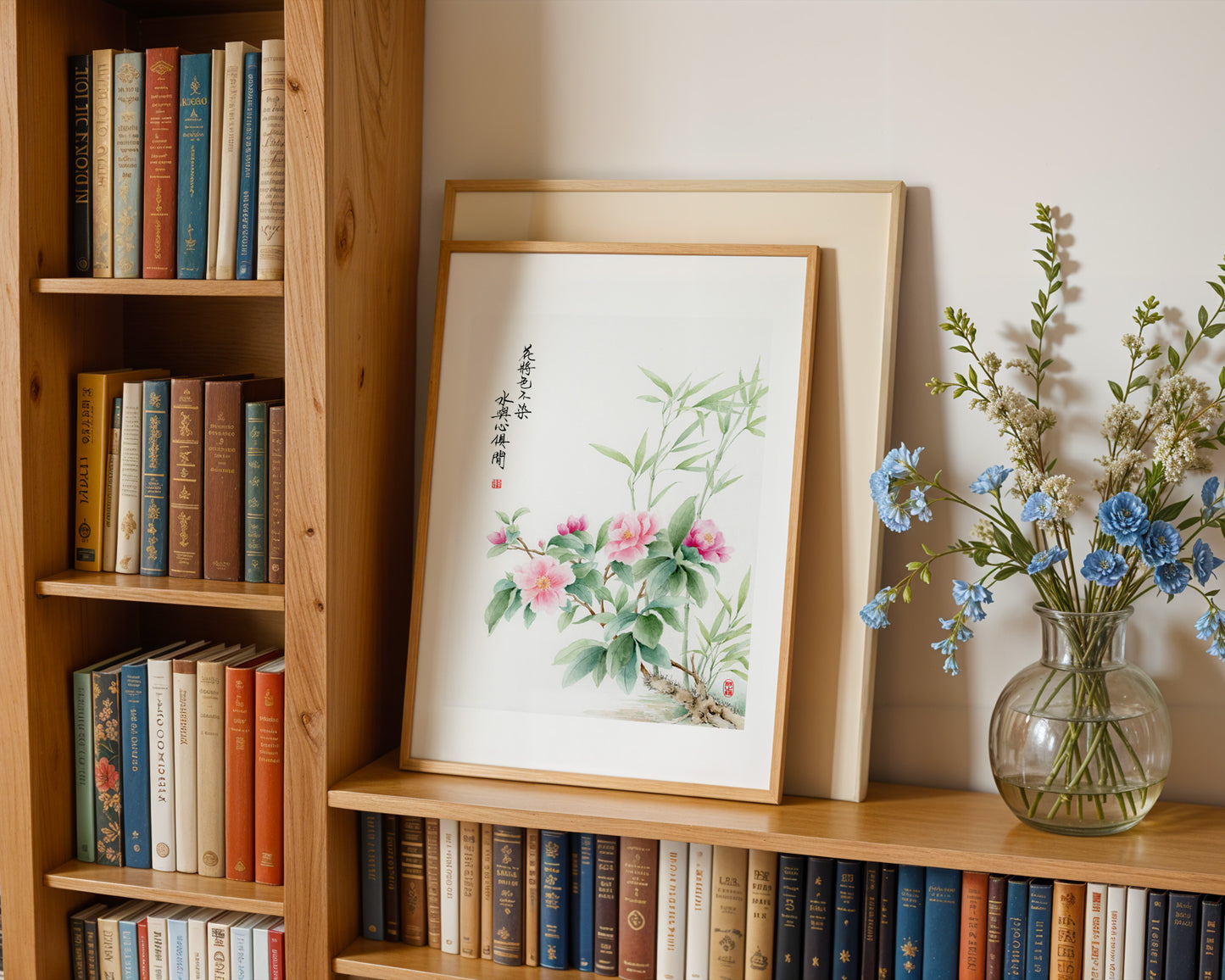 Timeless Camellia | Oriental Camellia Watercolor Art Print with Chinese Poem