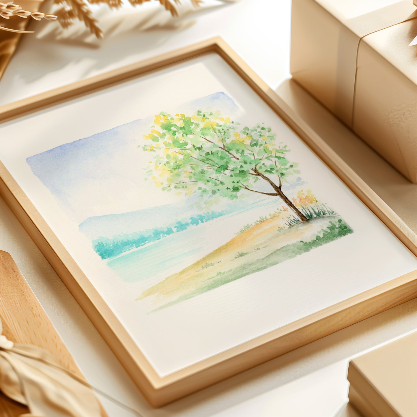 Winter Pine Tree | Simple Landscape Watercolor Art Print