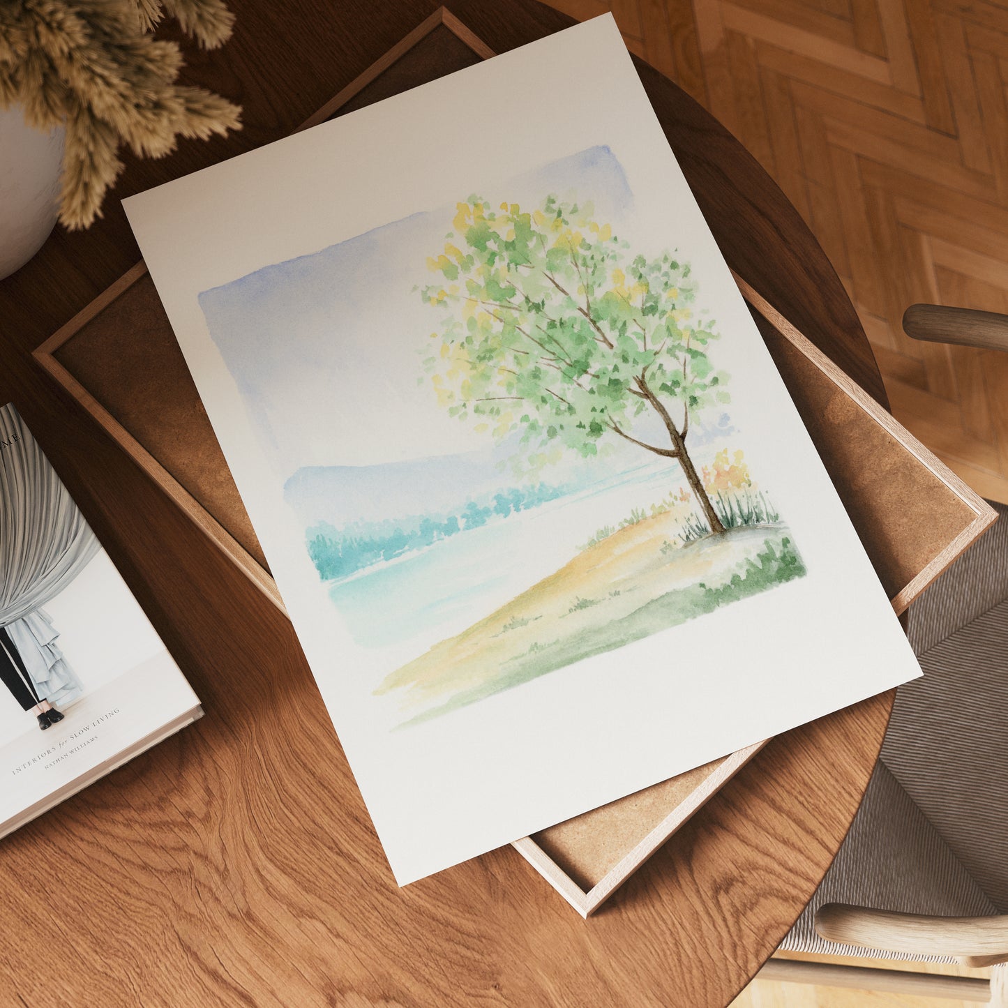 Summer Tree | Simple Landscape Watercolor Art Print