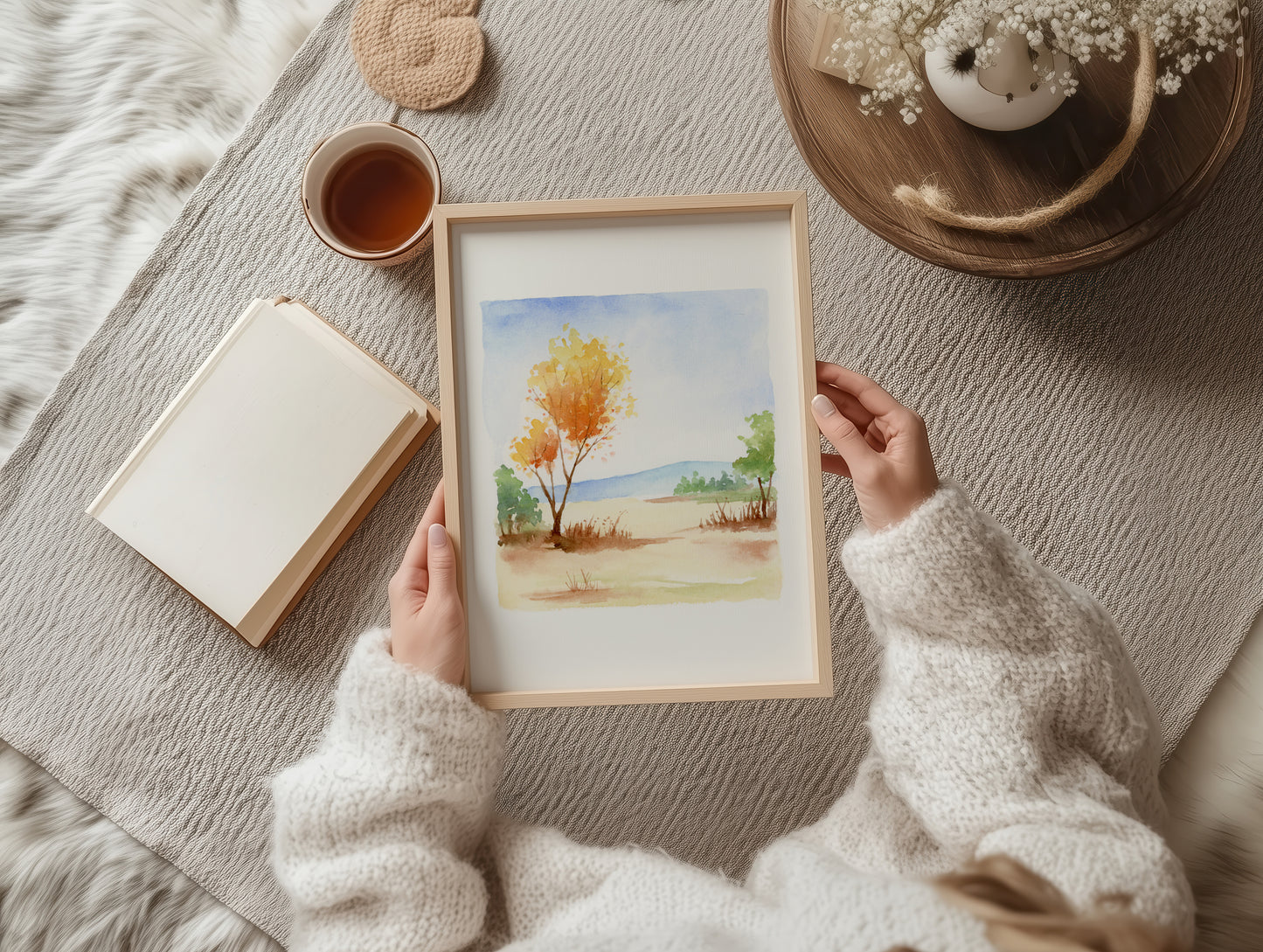 Vibrant Autumn Scene | Landscape Watercolor Art Print