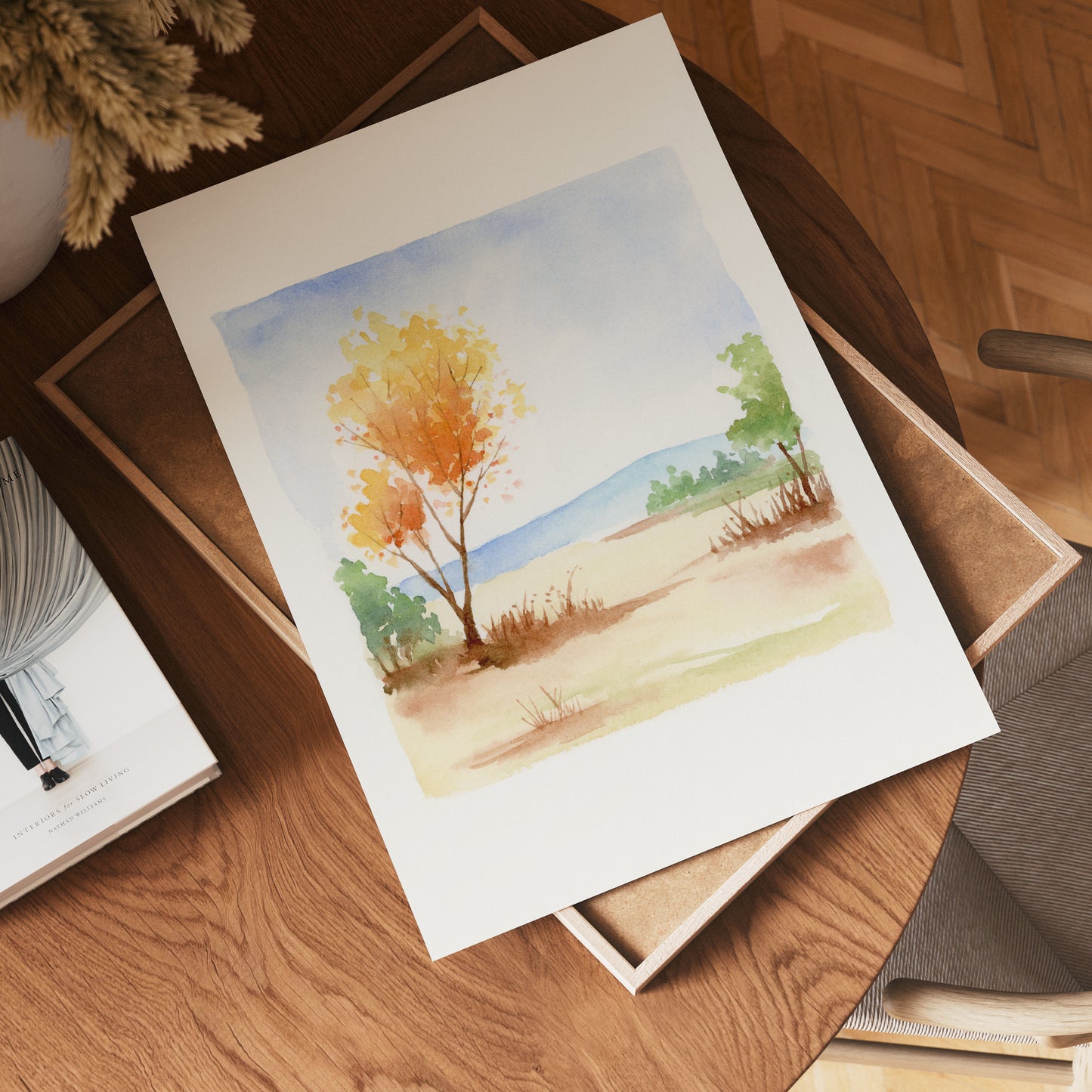 Vibrant Autumn Scene | Landscape Watercolor Art Print