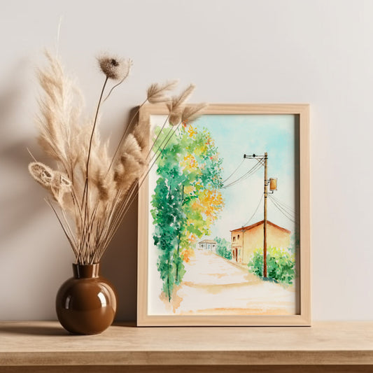 Memories of Home | Summer Village Watercolor Art Print
