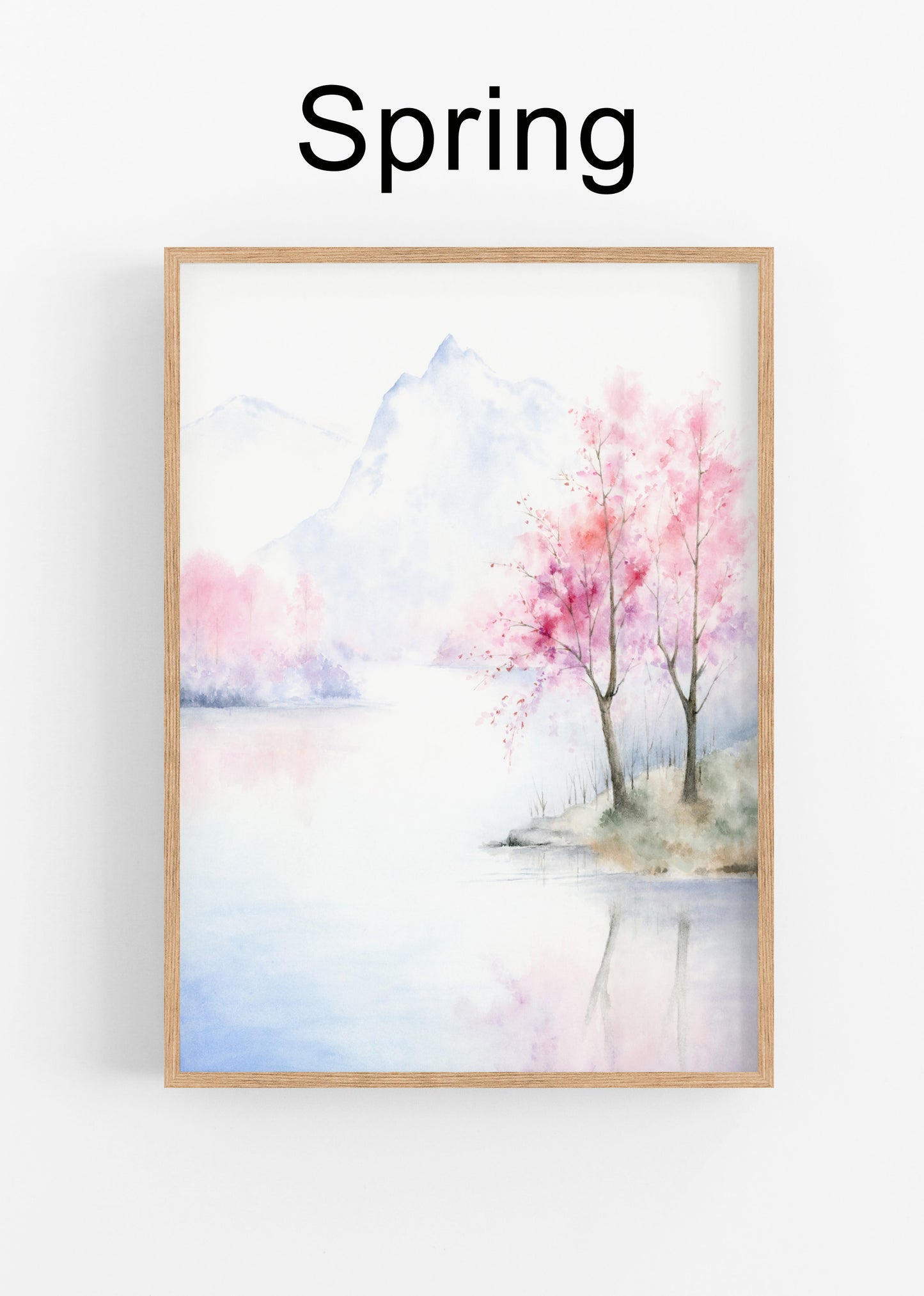 Set of 4 Lake Scene Prints | Four Seasons Landscape Watercolor Art Print