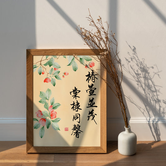 椿萱并茂 棠棣同馨 Chun Xuan Bing Mao, Tang Di Tong Xin | Traditional Chinese Calligraphy Print